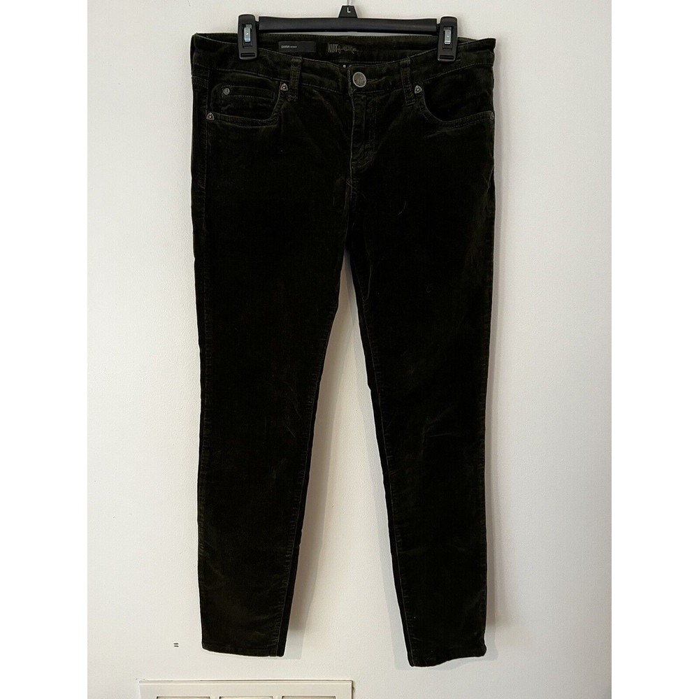 KUT From The Kloth Corduroy Pants Diana Skinny Size 8 Black GUC - Picture 1 of 10